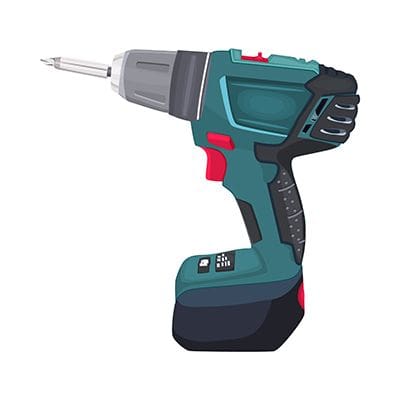 A cordless drill with an electric screwdriver in it.